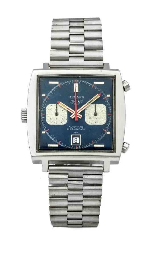 HEUER MONACO REF. 1133 CHRONOGRAPH STEEL Fine and rare, self-winding, stainless steel wristwatch with chronograph and date.