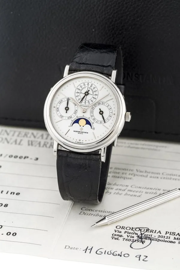 VACHERON CONSTANTIN, REF. 43031, PERPETUAL CALENDAR, PLATINUM A fine and complicated, self-winding platinum perpetual calendar wristwatch.