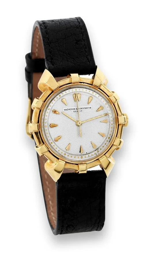 Vacheron helm watch Vacheron & Constantin, Genève, No. 463137, case No. 323603. Made in the 1940s. Very fine and unusual, center seconds, 18K yellow gold wristwatch.