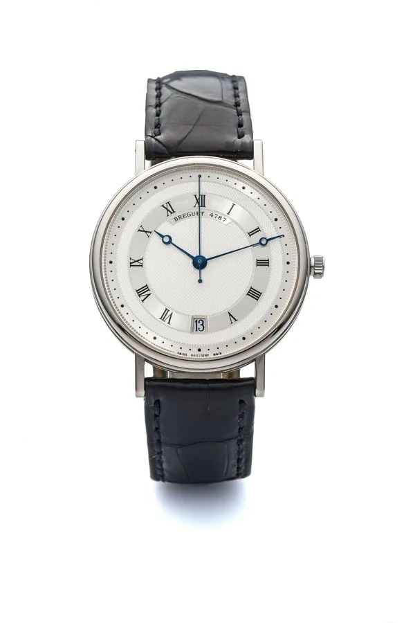 BREGUET, REF. 5930, WHITE GOLD A fine, self-winding, 18k white gold wristwatch with date.