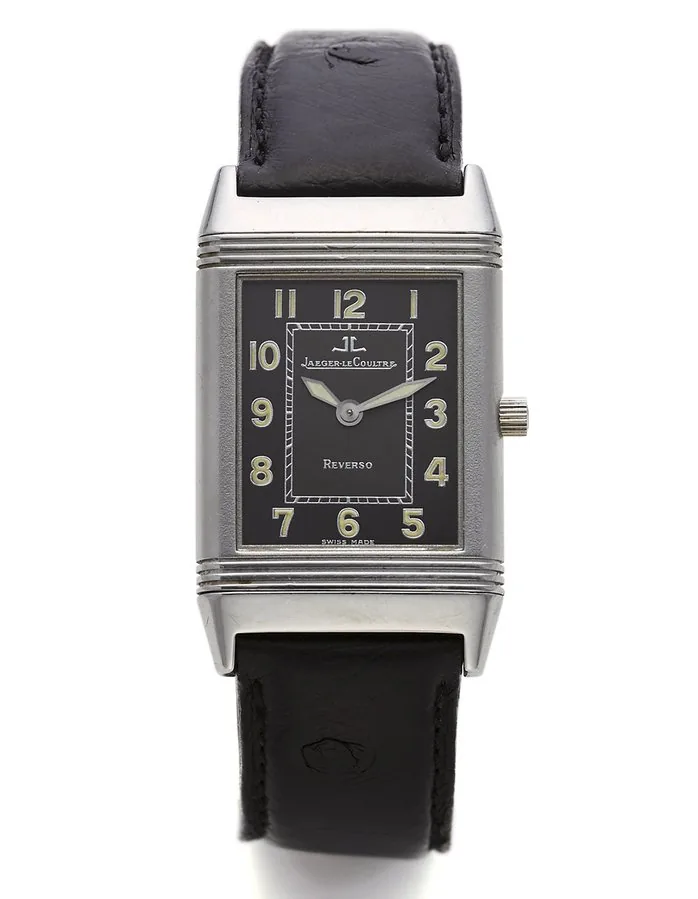 JAEGER-LECOULTRE REF. 270.8.86 REVERSO TROPICAL DIAL STEEL Jaeger-LeCoultre, Reverso, No. 1768361, Ref. 270.8.86. Made circa 2000. Fine, rectangular and reversible, stainless steel wristwatch with a stainless steel Jaeger- LeCoultre deployant clasp.