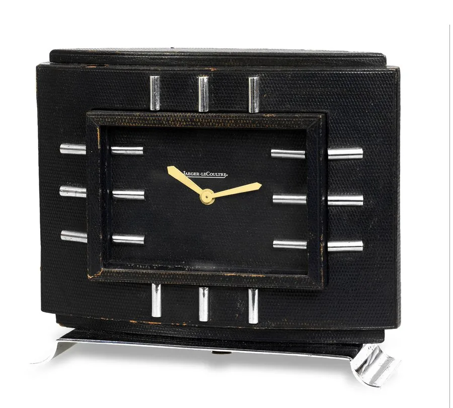 Jaeger-LeCoultre Table Clock Jaeger-LeCoultre, No. 59501/1607, Ref. 198. Made circa 1939. Fine, leather and chrome, 8-day going table clock.
