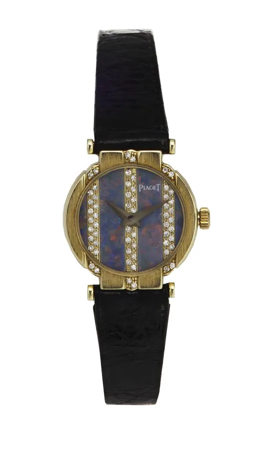 PIAGET, REF.8420, LADY'S POLO, DIAMOND, OPAL AND YELLOW GOLD Piaget, Genève, 'Polo', No. 45155, case No. 458863, Ref. 8240. Made in the 1980's. Fine 18K yellow gold, diamond and opal lady's quartz wristwatch with an 18K yellow gold Piaget buckle. To be sold without reserve