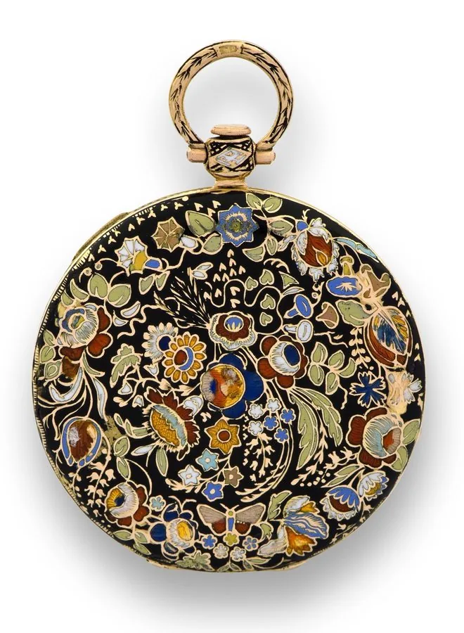 LE ROY ' ENAMELED FLOWERS Le Roy à Paris, No. 17917. Made circa 1850. Fine, 18K gold and enamel, lady's pendant watch. To be sold without reserve