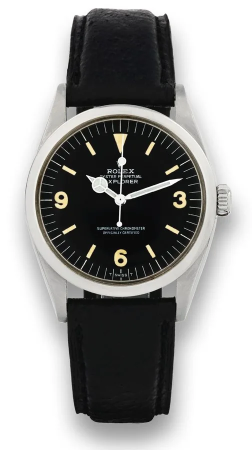 ROLEX, REF. 6610 Rolex, "Oyster Perpetual, Explorer, Superlative Chronometer, Officially Certified", case No. 339935. Ref. 6610. Made in 1958. Fine, center seconds, self-winding, water-resistant, stainless steel wristwatch.
