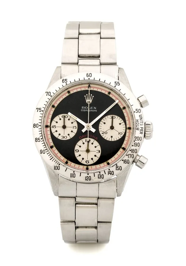 ROLEX DAYTONA REF. 6262 3 COLOR EXOTIC PAUL NEWMAN DIAL STEEL Fine and rare, steel, manual winding chronograph wristwatch.