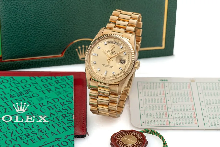 ROLEX, REF. 1803, DAY-DATE, DIAMOND INDEX DIAL, YELLOW GOLD
