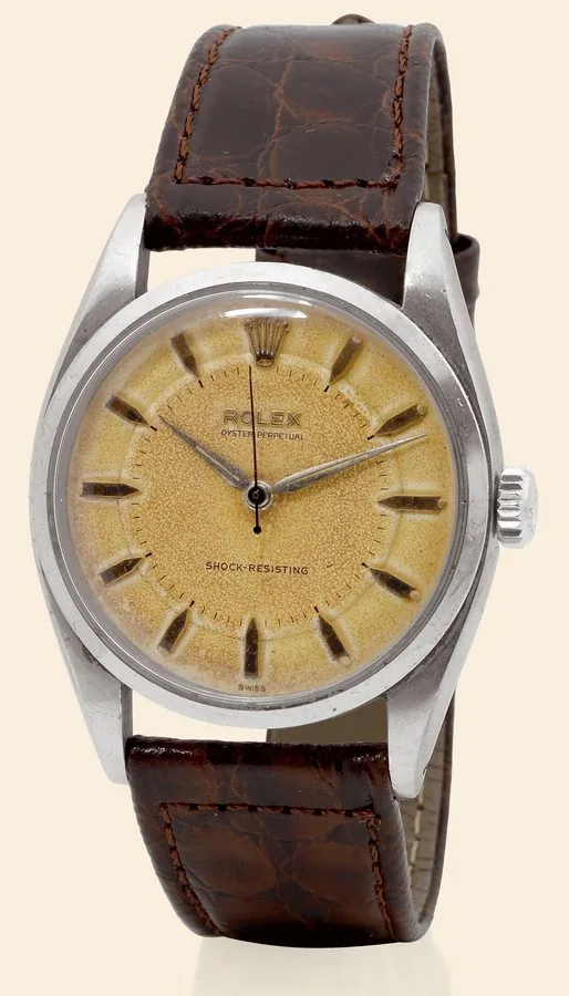 'Steel Ref. 6352' Rolex, Oyster Perpetual, Shock-Resisting, Ref. 6352/6350. Made in 1954. Fine, center seconds, self-winding, water-resistant, stainless steel wristwatch. To be sold without reserve