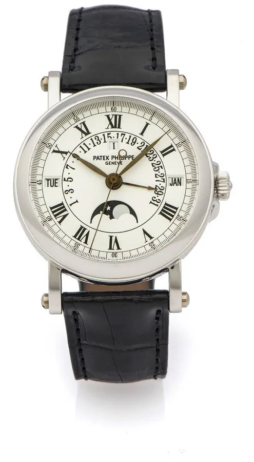 PATEK PHILIPPE REF. 5059 PERPETUAL CALENDAR PLATINUM A very fine and rare self-winding platinum wristwatch with perpetual calendar.