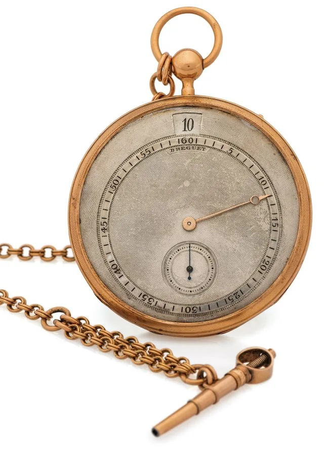 BREGUET QUARTER-REPEATING & JUMP HOURS ROSE GOLD Quarter-Repeating & Jump Hours, ''Breguet a Paris',' case No. 54340. Made circa 1835. Very fine, 18K rose gold quarter-repeating pocket watch with jump hours, Accompanied by original gold chain and key