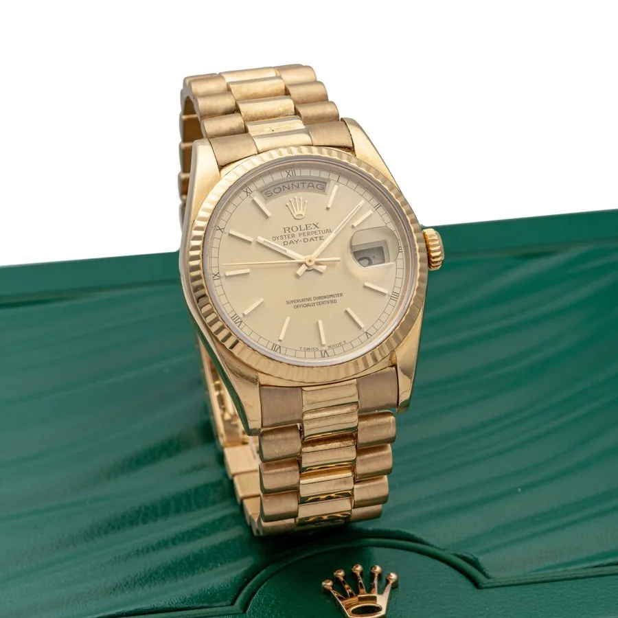ROLEX, DAY-DATE, REF. 18238, CHAMPAGNE DIAL, YELLOW GOLD
