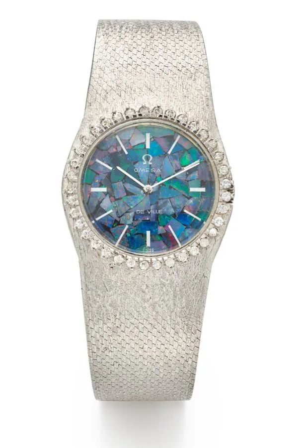 OMEGA REF. 111 098, OPAL DIAL; STAINLESS STEEL AND DIAMONDS