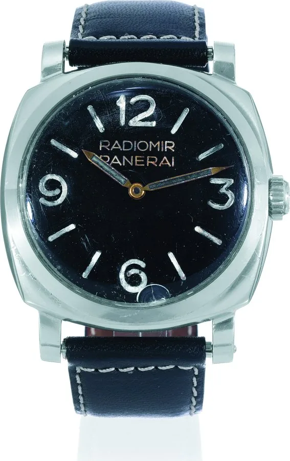 Lieutenent Amedeo Vesco's Watch Rolex-Panerai, 'Radiomir', case No. 956638, Ref. 6152. Made for Italian military frogmen in 1953. Very fine and very rare, historically important, large, thick, cushion-shaped, anti-magnetic, water-resistant, stainless steel military diver's wristwatch. Accompanied by the original case back opener key, an additional fitted leather strap, a copy of Lieutenant Amedeo Vesco's military award certificates and a letter from his son attesting to the authenticity of the w