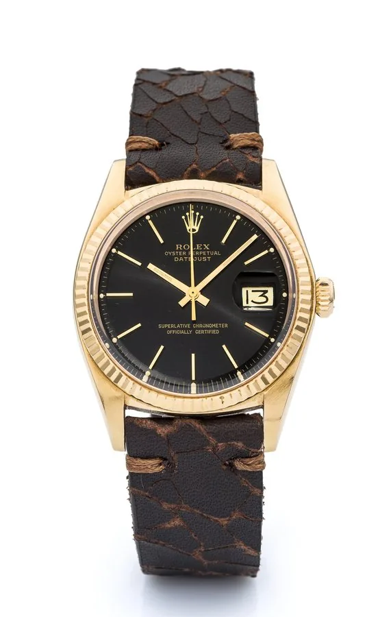 ROLEX, REF. 1601, BLACK DIAL, PINK GOLD A fine and rare, self-winding, 18k pink gold wristwatch with black dial.