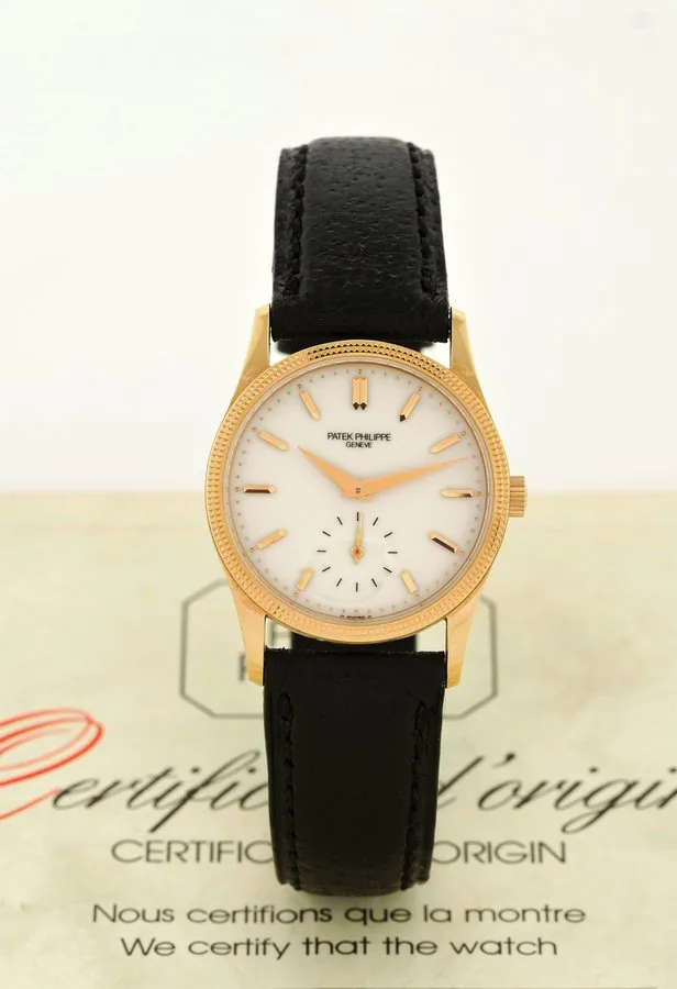 PATEK PHILIPPE, REF 3796D, CALATRAVA PINK GOLD Patek Philippe, Genève, "Calatrava", movement No. 1826246, Case No. 2897817, Ref. 3796D. Made in September 1991. Very fine and elegant, 18K pink gold wristwatch with an 18K pink gold Patek Philippe buckle. Accompanied by the Certificate of Origin.