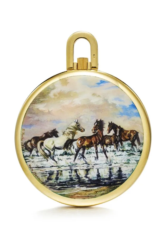 PATEK PHILIPPE REFERENCE 866 / 87, DRESS-WATCH WITH PAINTING ON ENAMEL BY SUZANNE ROHR; 18K YELLOW GOLD AND ENAMEL
