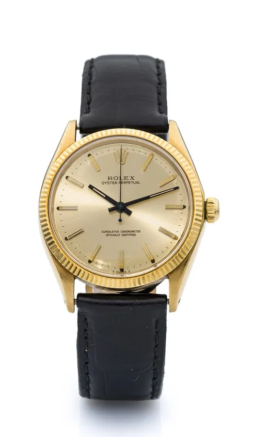 ROLEX, REF. 1005, OYSTER PERPETUAL A fine, self-winding, 18k yellow gold wristwatch.
