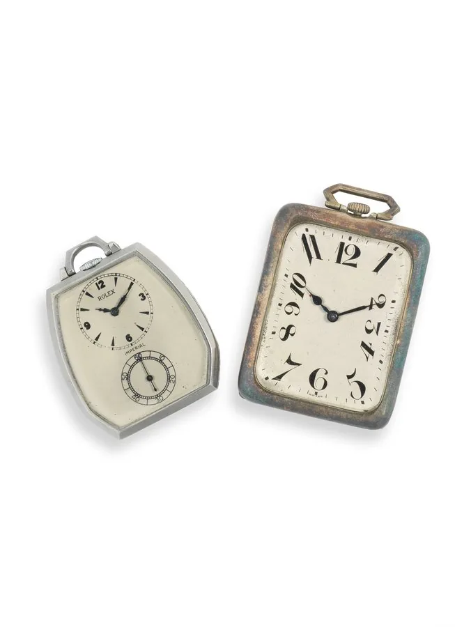 Rolex. A stainless steel keyless wind open face pocket watch and a further silver open face pocket watch Imperial, Ref: 1645, Circa 1955 (2)