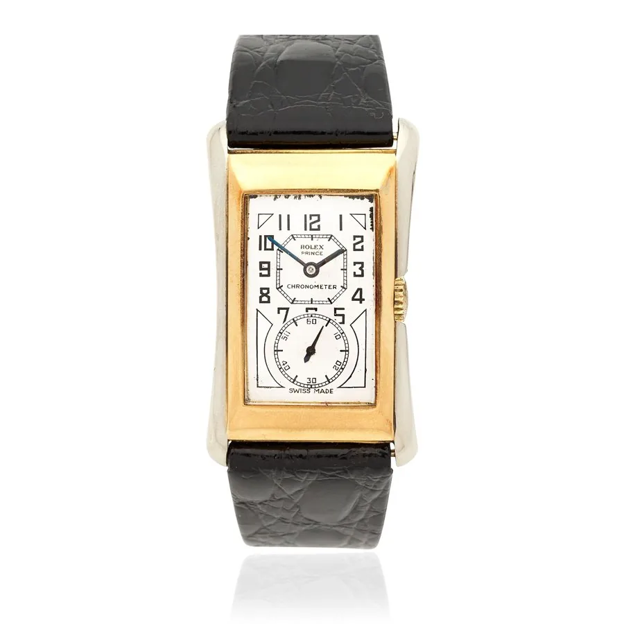 Rolex. A two colour 18K gold manual wind wristwatch Prince, Ref: 1490, Glasgow Import mark for 1930