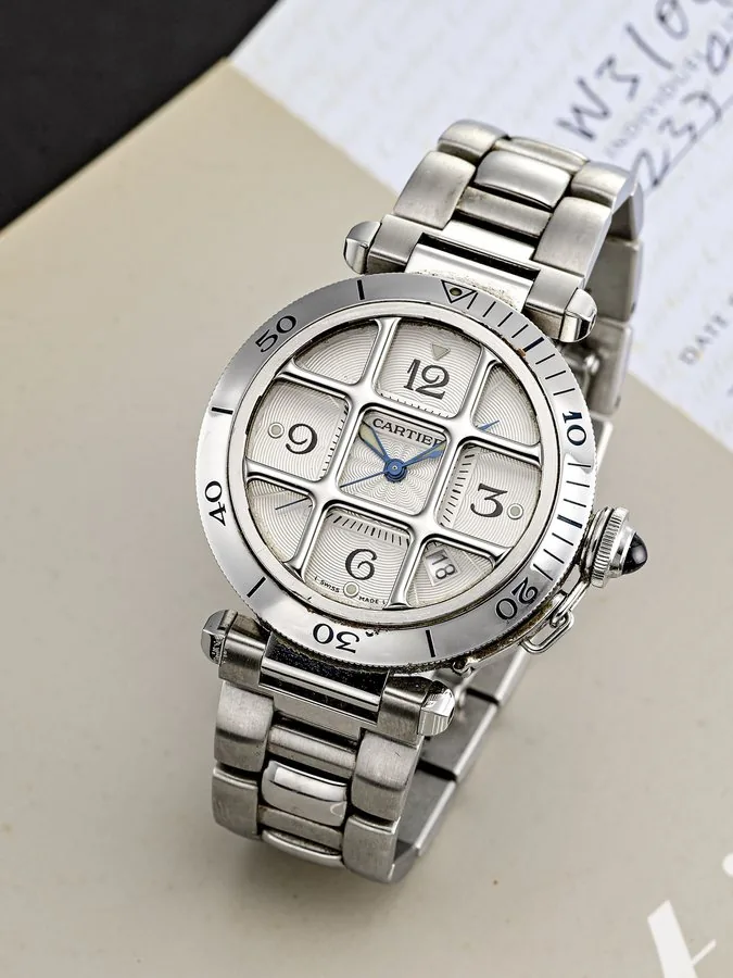 CARTIER | PASHA DE CARTIER, REF.2379, A STAINLESS STEEL BRACELET WATCH WITH DATE, CIRCA 2000