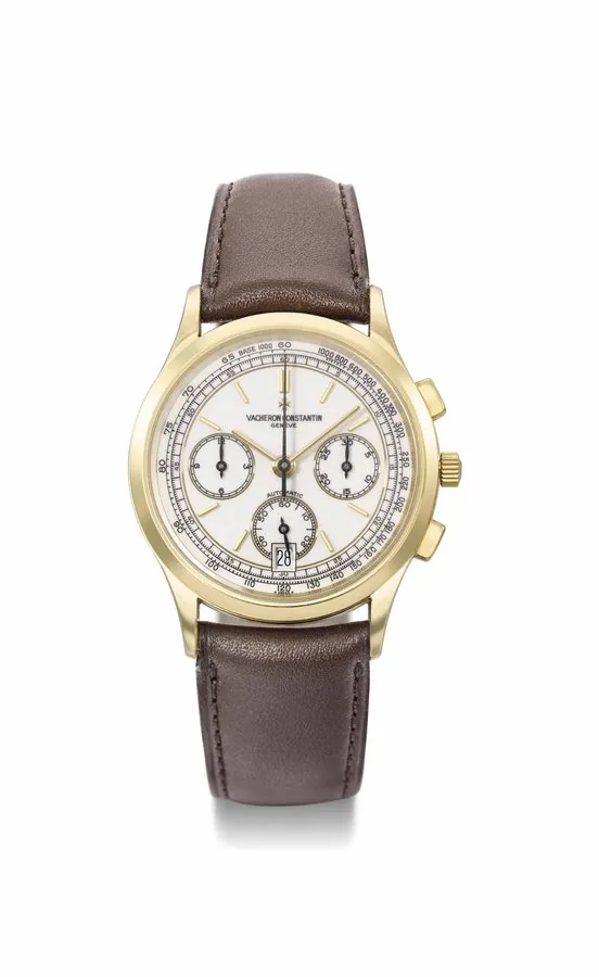 Vacheron Constantin. A very fine 18K gold chronograph wristwatch with date, original certificate and box SIGNED VACHERON CONSTANTIN, GENÈVE, AUTOMATIC, REF. 49002, MOVEMENT NO. 805'117, CASE NO. 631'838, MANUFACTURED IN 2002