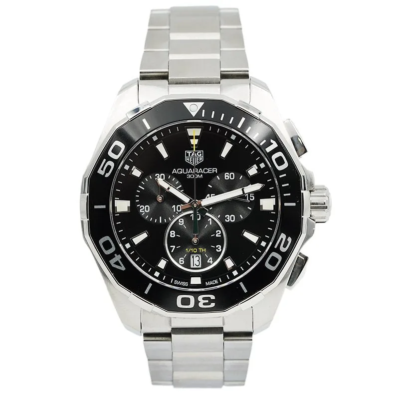 Pre-Owned Watches SOLD - Tag Heuer Aquaracer Chronograph Black Dial and Bezel 43mm CAY111A.BA0927 Ref. 233810