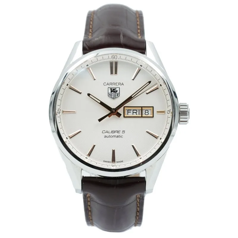 Pre-Owned Watches SOLD - TAG Heuer Carrera WAR201D.FC6291 Silver Dial on Brown Strap - 41mm Ref. 212438