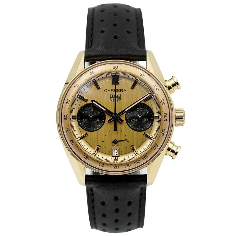 Pre-Owned Watches SOLD - 6/8/26 - Tag Heuer Carrera 18k Gold Glassbox CBS2240.FC8319 Chronograph 39mm B&P