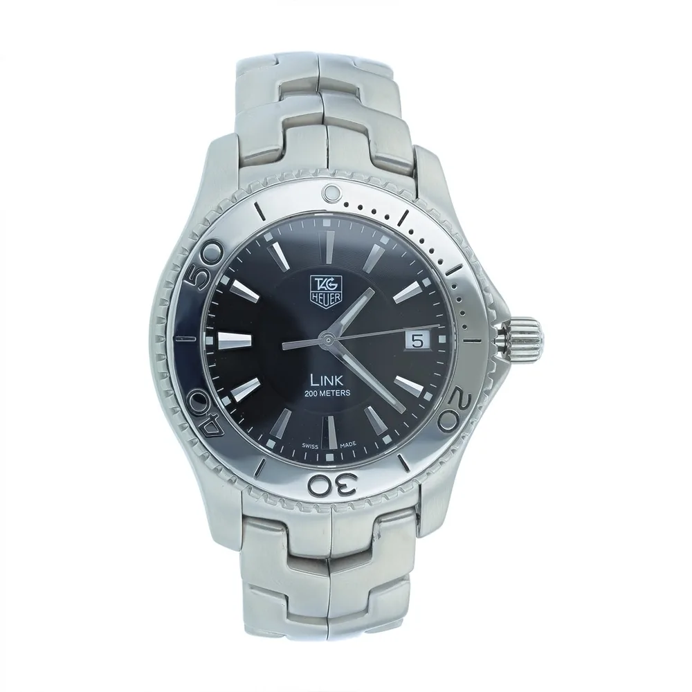 Preowned 39mm Tag Heuer Link Watch with Black Dial in Stainless Steel, Bracelet Ref. 210000512922