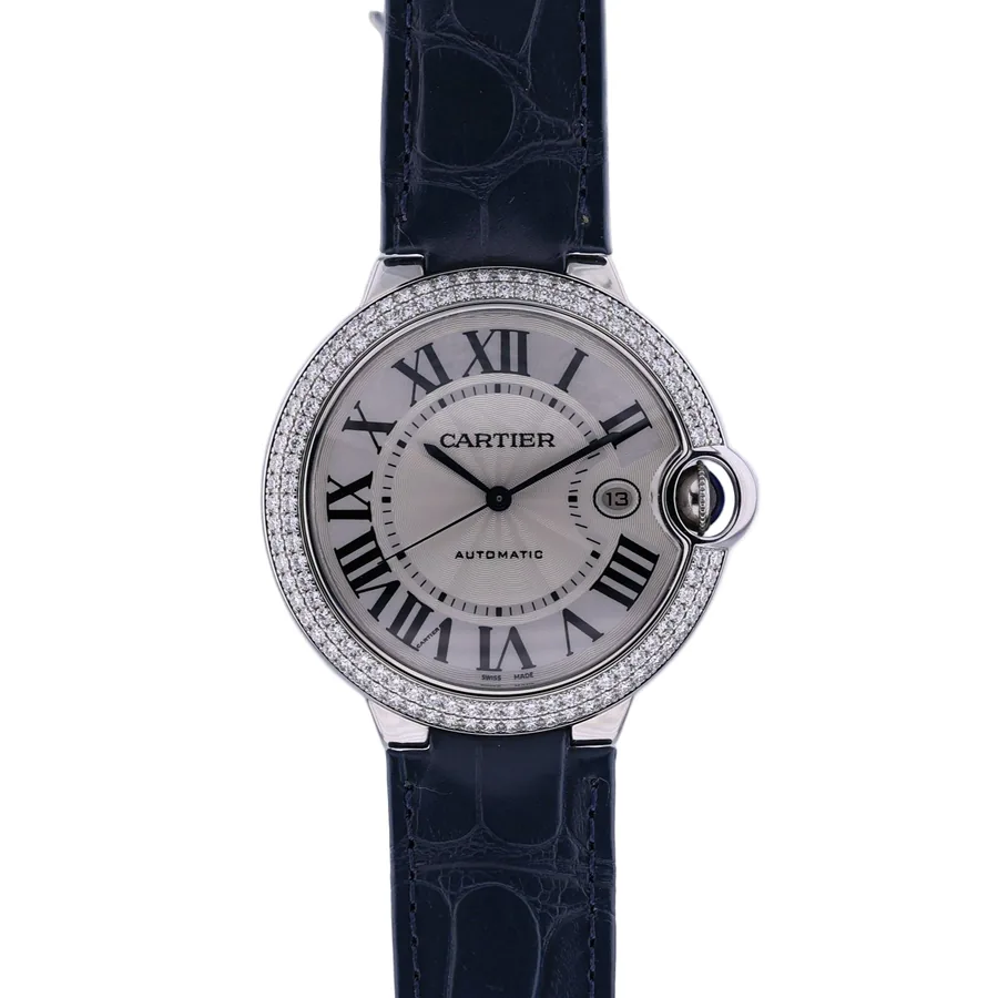 Cartier Ballon Bleu 42mm18K White Gold Factory Diamond Bezel Watch WE900951