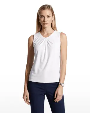 Anne Klein Asymmetric Pleated Neckline Shell Top