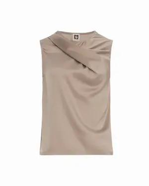 Anne Klein Asymmetrical Pleat Neck Extended Shoulder Top