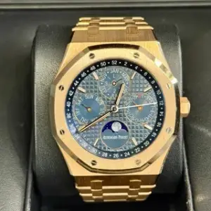 Audemars Piguet Audemars Piguet Royal Oak Perpetual Calendar 26574OR.OO.1220OR.02 41mm Rose gold Blue, Price & Market Data