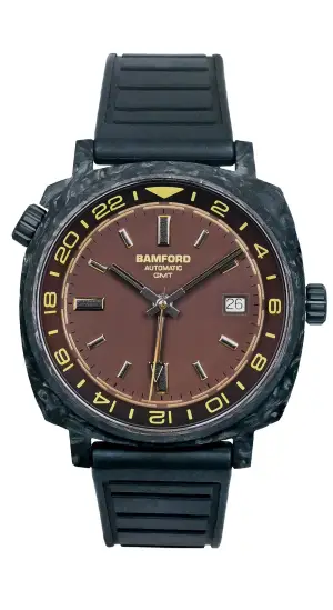 Bamford London GMT Forged Carbon - Dark muted brown with Gold accents