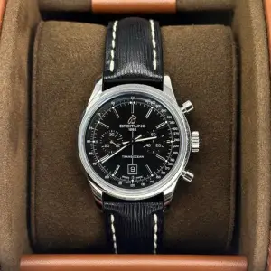 Breitling Breitling Transocean Chronograph 38Black Dial Leather Band Stainless Steel Men's Watch FULL SET BOX PAPERS 2015