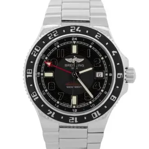 Breitling Breitling Superocean GMTPAPERS Breitling Superocean GMT Stainless Steel 41mm Black Date Watch A32380 BOX