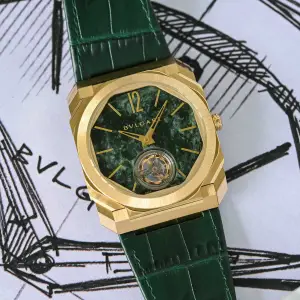 Bulgari Octo Finissimo Tourbillon Green Marble Dial Yellow Gold