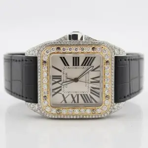 Cartier Cartier Santos 100100XL 44mm Two Tone YG and SS Full Diamond Case Watch W20072X7