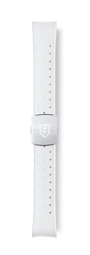 Elliot Brown STR-R56: Arctic White Textured Rubber Strap with Deployant Buckle