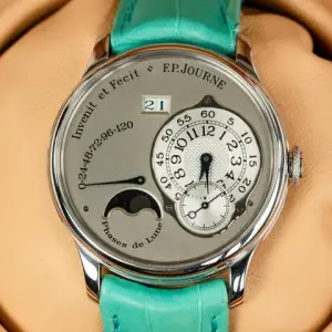 F.P. Journe F.P.Journe OctaLune (L) Platinum Silver Dial Dark Grey Leather Strap 38MM Calibre 1300