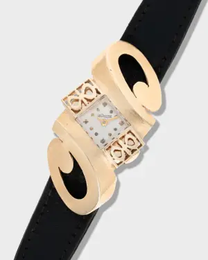 Gauthier 1960's Vintage Jaeger-LeCoultre Asymmetric Sculptural Case - Silver Dial with Box, Papers, Original Strap