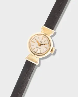 Gauthier 1959 Vintage Omega 14k Yellow Gold Triangular Hooded-lug Watch - Silver Dial