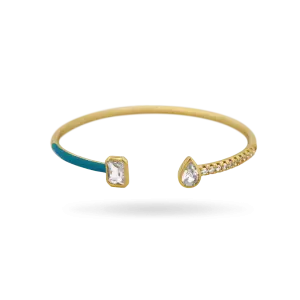 Ice Link 14K Toi et Moi Turquoise Enamel Bangle