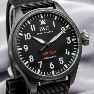 IWC IWC Big Pilot Top GunPilot’s Watch 43 Top Gun $12K MSRP Ceramic Black Dial Textile Strap Deploy IW329801