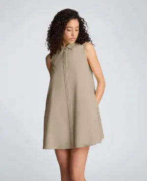 Kenneth Cole Cotton Poplin Sleeveless Trapeze Mini Dress