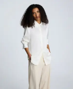 Kenneth Cole Satin Button Front Blouse