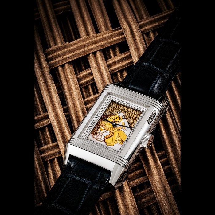 Jaeger-Lecoultre JAEGER-LECOULTRE. A MAGNIFICENT AND EXTREMELY RARE PLATINUM LIMITED EDITION REVERSIBLE WRISTWATCH WITH ENAMEL DIAL DEPICTING AN EROTIC SCENE REVERSO À ÉCLIPSES ‘FAMOUS NUDES’ MODEL, NO. 2⁄3, REF. Q3776408 AND 246.6.79, CASE NO. 2’454’653, CIRCA 2006