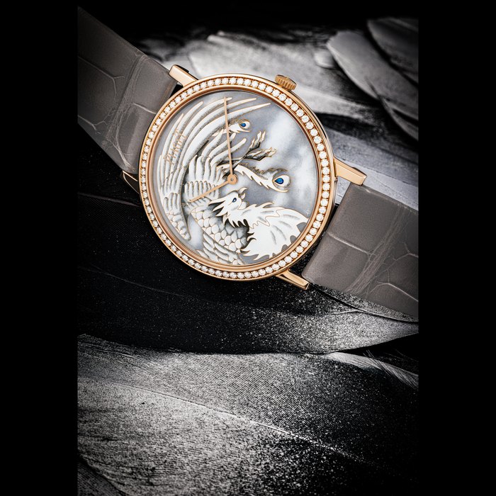 PIAGET. A RARE 18K PINK GOLD AND DIAMOND-SET LIMITED EDITION WRISTWATCH WITH CLOISONNÉ ENAMEL DIAL BY ANITA PORCHET ALTIPLANO PHOENIX MODEL, NO. 35⁄38, REF. G0A36543 AND P10766, CASE NO. 1’077’264, CIRCA 2021