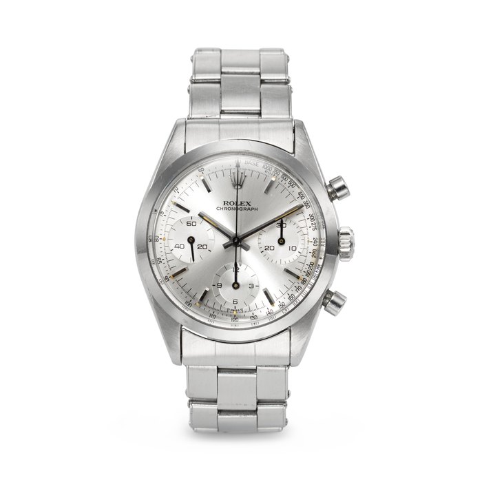 ROLEX. A RARE AND EARLY STAINLESS STEEL CHRONOGRAPH WRISTWATCH WITH BRACELET SIGNED ROLEX, 'PRE-DAYTONA' MODEL, REF. 6238, CASE NO. 907'442, CIRCA 1963