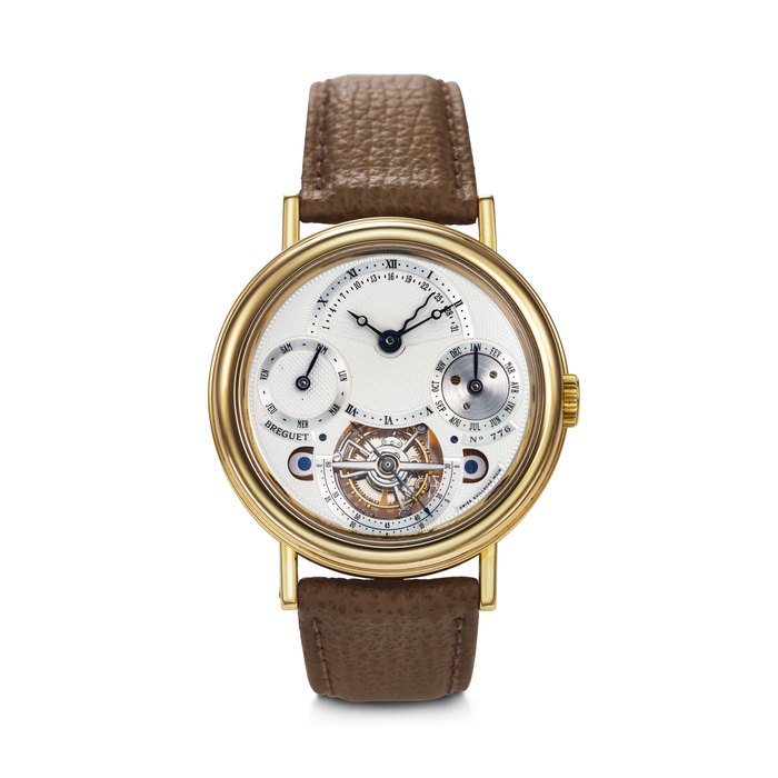 Breguet BREGUET. A RARE AND IMPRESSIVE 18K GOLD PERPETUAL CALENDAR TOURBILLON WRISTWATCH WITH RETROGRADE DATE AND LEAP YEAR INDICATION SIGNED BREGUET, GRANDE COMPLICATION MODEL, REF. 3750, CASE NO. 776G, CIRCA 2000s, Price & Market Data